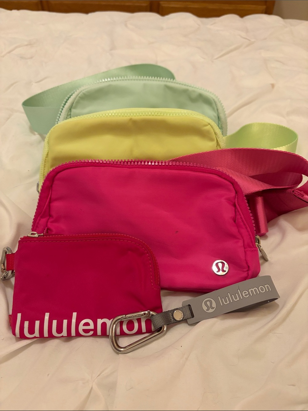 lululemon athletica Pink, Yellow & Mint Mini Belt Bag Trio